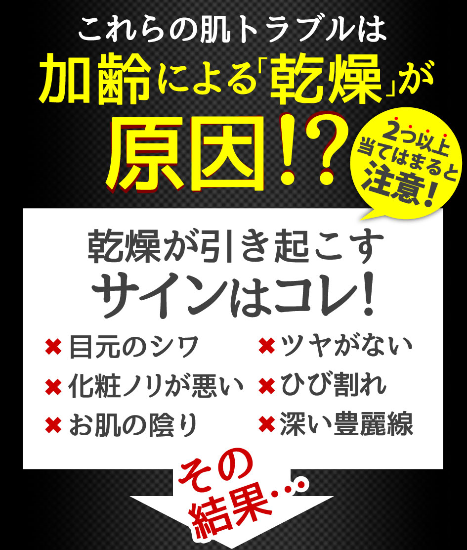 これらの肌トラブルは加齢による乾燥が原因！？